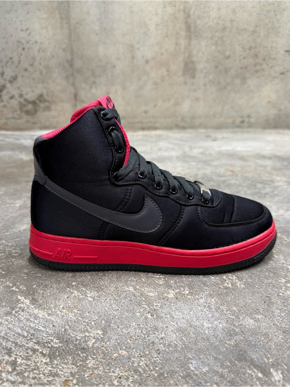 Nike Air Force 1 High Black Satin Berry Satin Sneakers
